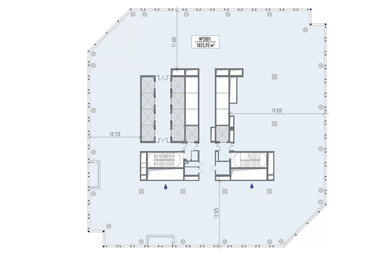 план офиса 1859,4 м2 SPACE Tower бц ICITY